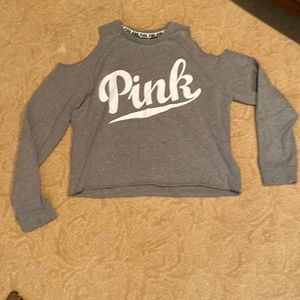 Pink VS size small cropped cut out cold shoulder sweatshirt
